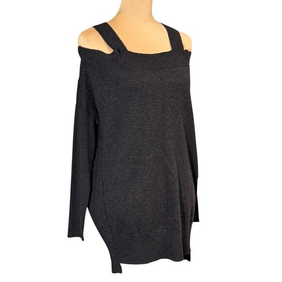 All Saints Sweater Sz.6 Dark Brown Knit Cold Shoulder Grunge Off Shoulder Y2K - Picture 2 of 11